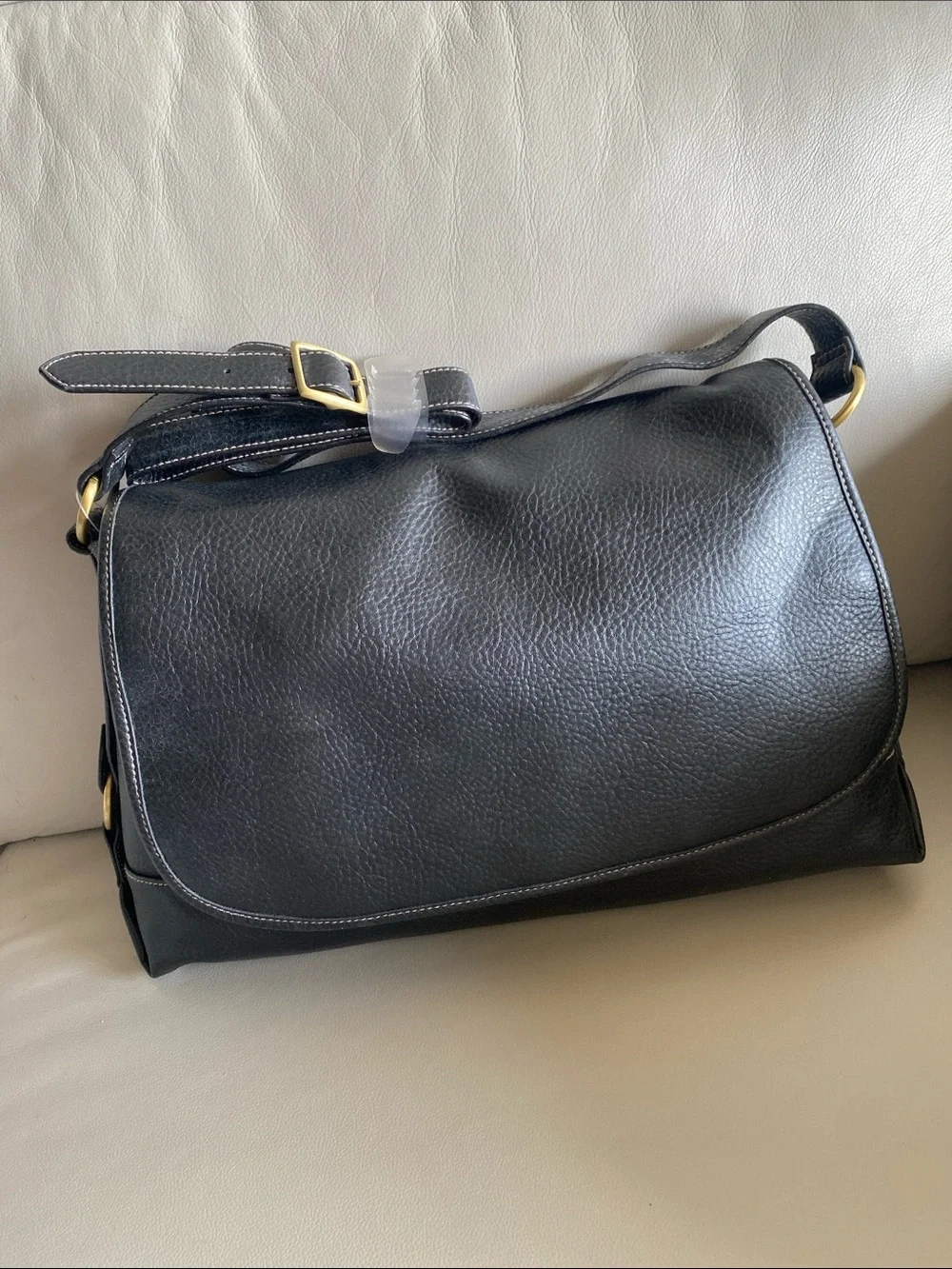 Black pebbled work bag tote messenger bag